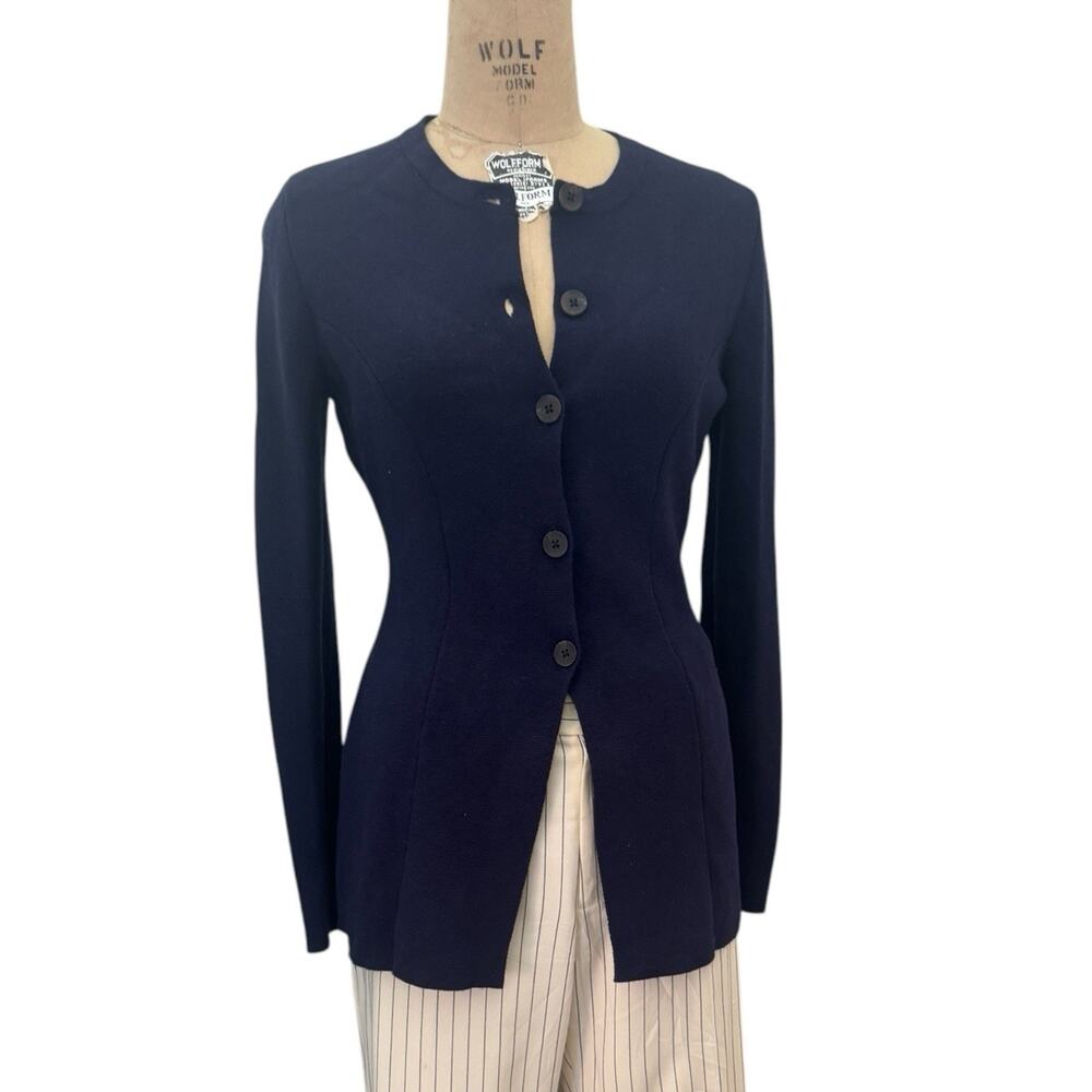 BODEN Joanna Cotton Knit Jacket Button Down Navy Blue Style Sz 8 - Picture 6 of 10